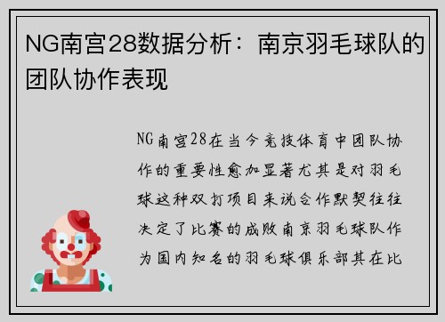 NG南宫28数据分析：南京羽毛球队的团队协作表现